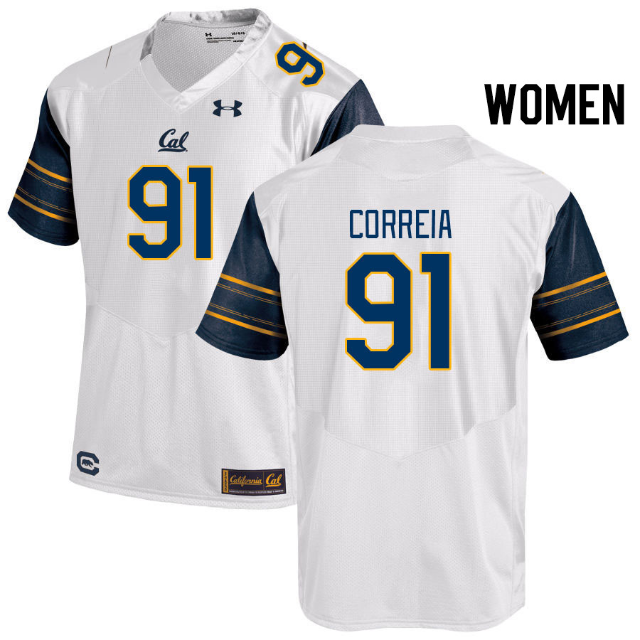 Women #91 Ricky Correia California Golden Bears College Football Jerseys Stitched Sale-White - Click Image to Close